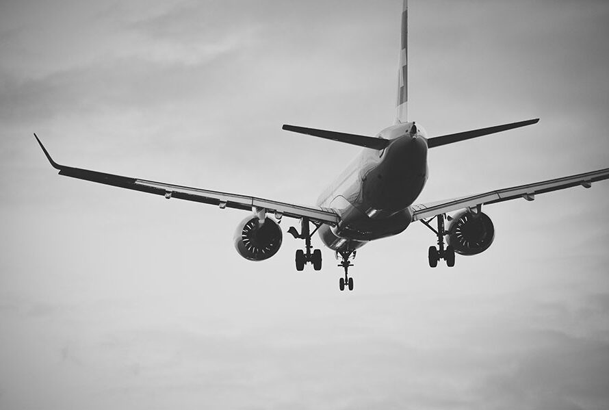 Airplane in black and white